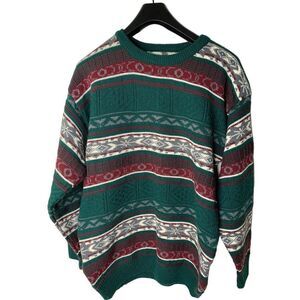 Vintage 90s Emerald club Fair Isle sweater pullover crew neck green size large